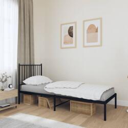 vidaXL fekete fém ágykeret fejtámlával 75 x 190 cm (350854)