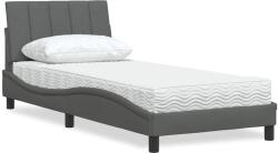 vidaXL sötétszürke szövet ágy matraccal 90x200 cm (3310504)