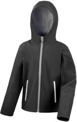 Result Core Kids Unisex Junior Junior kapucnis softshell kabát 13/14 ÉVES fekete|szürke