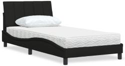 vidaXL fekete szövet ágy matraccal 100x200 cm (3310512)