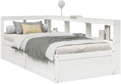 vidaXL fehér tömör fenyőfa könyvespolcos ágy matrac nélkül 90 x 190 cm (3324482)