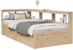 vidaXL tömör fenyőfa könyvespolcos ágy matrac nélkül 90 x 200 cm (3324469)