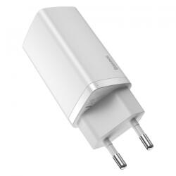 Baseus GaN2 Lite, 65W, 3A, 1 x USB-A, 1 x USB-C töltőfej, hálózati töltő fehér