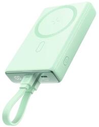 JOYROOM Powerbank JR-PBM01 mágneses 10000mAh 20W állvánnyal + Lightning kábel - USB-C - zöld (JR-PBM01-GR)