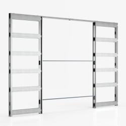 Ermetika Classic EvoKit kétszárnyú falban futó tolóajtó tokszerkezet tokborítást igénylő modell - gipszkarton falhoz 2000x2100 mm 100/125 falvastagság (EKDC.74)