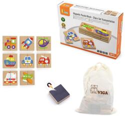  Mágneses fa puzzle - járművek - vackorjatek