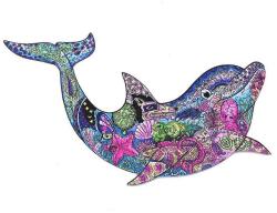  Fa puzzle, színes A3 méretű (delfin)