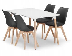  Set de masa 1 + 4, masa ADRIA 120x80cm alb + scaune BALI MARK negru
