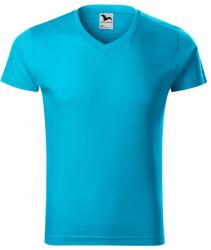 MALFINI Férfi póló Slim Fit V-neck - Türkiz | L (1464415)