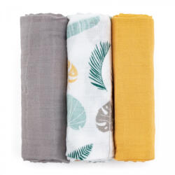  Bambusz muszlin 3db-os pelenka 68 x 68 cm - oussy Ochre Leaves - babastar