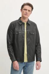 Pepe Jeans bőrdzseki MOORE V2 férfi, fekete, átmeneti, PM403059 - fekete S