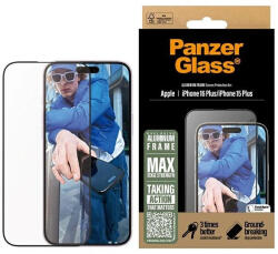 Panzer Screen Protector Aluminum Frame iPhone 16 Plus / 15 Plus 6.7" Ultra-Wide Fit 2851