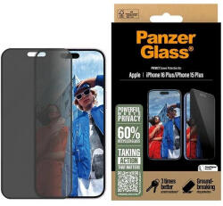 Panzer Privacy Screen Protector iPhone 16 Plus / 15 Plus 6.7" Ultra-Wide Fit P2863