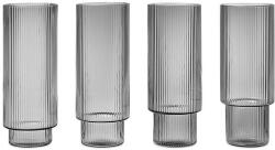 Ferm Living pohárkészlet italokhoz Ripple Long Drink Glasses 4 db - szürke Univerzális méret