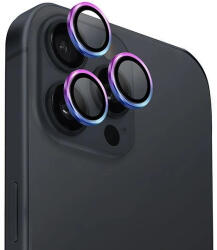 Uniq Optix alumínium kameravédő iPhone 16 Pro 6.3" / 16 Pro Max 6.9" irizáló kamera lencse üvegfólia applikátorral - tok-store