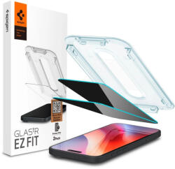 Spigen GLAS. TR EZ FIT 2-PACK IPHONE 16 PRO PRIVACY edzett üvegfólia, fekete