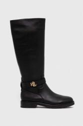 Lauren Ralph Lauren Lauren Ralph bőr csizma Hallee fekete, női, lapos talpú, 802915444001 - fekete Női 36