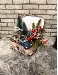 LUX&BOX Adventi asztaldísz Box - karácsonyi dekoráció bőröndben- hagyományos