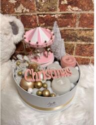 LUX&BOX Adventi asztaldísz Box - karácsonyi dekoráció - zenélő körhinta fehér/arany