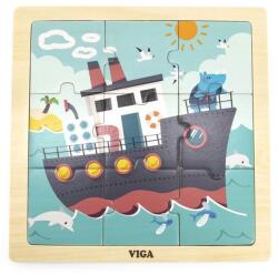 Viga Toys Fa képes kirakó puzzle Viga 9 db Hajó