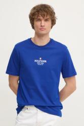Tommy Hilfiger t-shirt sötétkék, férfi, nyomott mintás, MW0MW38980 - kék L