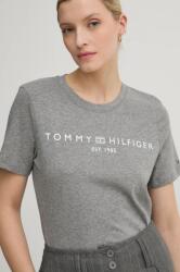 Tommy Hilfiger tricou din bumbac femei, culoarea gri, WW0WW40276 9BYX-TSD14J_90A (WW0WW40276)