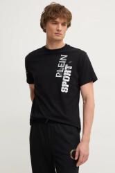 Plein Sport tricou din bumbac barbati, culoarea negru, cu imprimeu, AADC MTK7950 STE001N 9BYH-TSM07U_99X (AADC.MTK7950.STE001N)