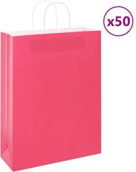 vidaXL Хартиени торбички 50 бр с дръжки розови 32x12x42 см (4101662)