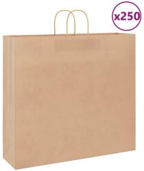 vidaXL Хартиени торбички 250 бр с дръжки кафяви 54x15x49 см (4101598)