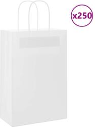 vidaXL Хартиени торбички 250 бр с дръжки бели 21x11x31 см (4101616)