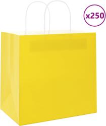 vidaXL Хартиени торбички 250 бр с дръжки жълти 26x17x25 см (4101787)