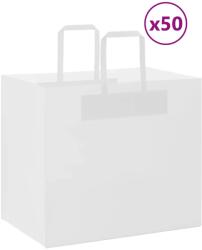 vidaXL Хартиени торбички 50 бр с дръжки бели 32x22x28 см (4101834)