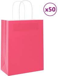 vidaXL Хартиени торбички 50 бр с дръжки розови 32x22x28 см (4101657)