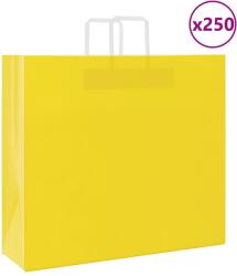 vidaXL Хартиени торбички 250 бр с дръжки жълти 54x15x49 см (4102018)