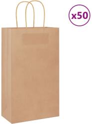 vidaXL Хартиени торбички 50 бр с дръжки кафяви 21x11x36 см (4101575)