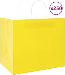 vidaXL Хартиени торбички 250 бр с дръжки жълти 32x22x28 см (4101792)