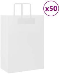 vidaXL Хартиени торбички 50 бр с дръжки бели 32x17x44 см (4101832)