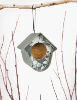 SingingFriend Evie madáretető virágos előlappal, szürke (P022) (38844)