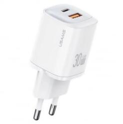 USAMS CC254 USB-A, Type-C hálózati töltő 30W fehér (CC254TC02)