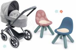 Corolle Set cărucior pliabil pentru păpușă Cybex Landau 3în1 Priam Corolle cu roți frontale multifuncționale și 2 scaune KidChair (CO140770-2)
