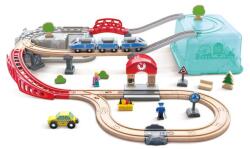 Hape Jucarie din lemn - Set tren oras (48 piese) (E3771A) Trenulet