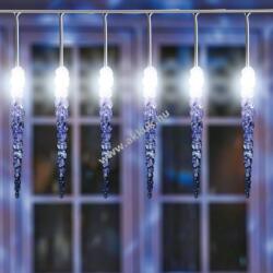 Somogyi Elektronic LED jégcsap fényfüzér, 7.3m x 0.25m 50db jégcsap, fehér vezeték, állófényű, kül- és beltéri