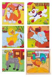 Woodyland Puzzle din lemn cuburi - Animale de la ferma 2 x 2 (90922) - ookee