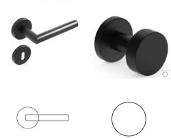 Gomboss/Perfekto Tímea Black Line Kerek Rozettás (Fém Alaplappal) Fekete Szín PZ Gomb/Kilincs (50-000073-52-GK)