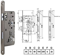 Titan Bevésőzár Din ! ! ! ! ! 72 ! ! ! ! mm WC Szimmetrikus (25-G00026-Z-78)