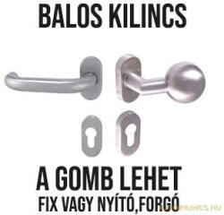 Gomboss/Perfekto U-alakú Kertkapuhoz Oválrozettás Balos Rozsdamentes Inox PZ Asszimetrikus Gomb/Kilincs (70-12E074-52-GE)