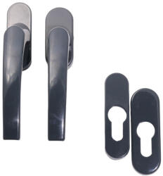 Gomboss/Perfekto Nagyalakú Ablakfélkilincs Sima/Sima Pár Antracit + PZ oválrozetta (49-656094-75)