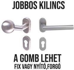 Gomboss/Perfekto Tímea Kertkapu Jobbos Oválrozettás Rozsdamentes Inox PZ Gomb/Kilincs (70-12E073-52-GE-J)
