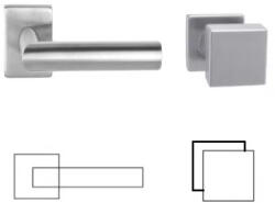 Perfekto Tímea Din Fix Csapos Négyzetrozettás Rozsdamentes Inox BB Asszimetrikus Gomb/Kilincs (70-600232-51-GE)