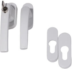 Gomboss/Perfekto Nagyalakú Ablakfélkilincs Zárható/Sima Pár Fehér + PZ Oválrozetta (65-656074-75)